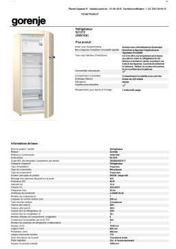 Gorenje ORB153C CREME Réfrigérateur 1 porte Product fiche