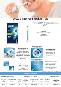 Oral-B Pro 700 Cross Action Brosse à dents électrique Product fiche