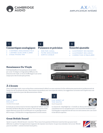 Product information | Cambridge Audio AXA35 Amplificateur HiFi Product fiche | Fixfr