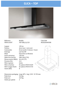 Elica TOP IXBL/A/120 Hotte décorative murale Product fiche