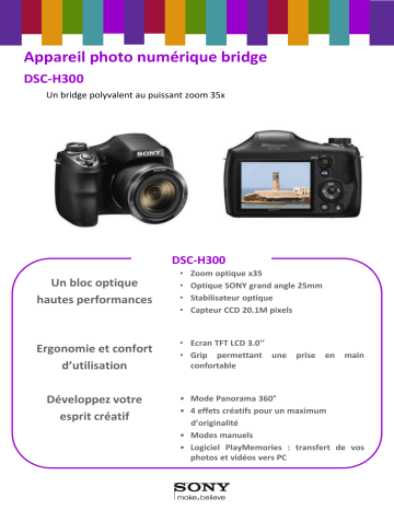 Product information | Sony DSC-H300 Appareil photo Bridge Product fiche | Fixfr