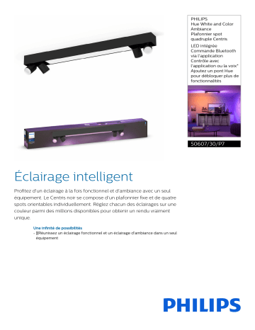 Product information | Philips Centris Hue 4L Ceiling Black Plafonnier Product fiche | Fixfr