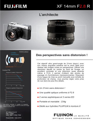 Product information | Fujifilm XF 14mm f/2.8 R Objectif pour Hybride Product fiche | Fixfr
