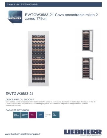 Product information | Liebherr EWTgw3583-21 Cave à vin polyvalente Product fiche | Fixfr