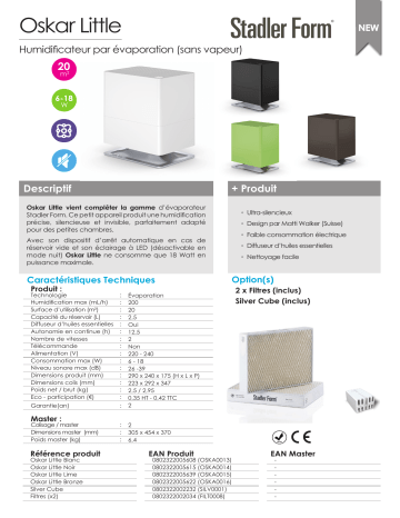 Product information | Stadler Form Oskar Little Blanc Humidificateur Product fiche | Fixfr