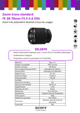 Sony FE-28-70mm f3.5-5.6 OSS Objectif pour Hybride Plein Format Product fiche