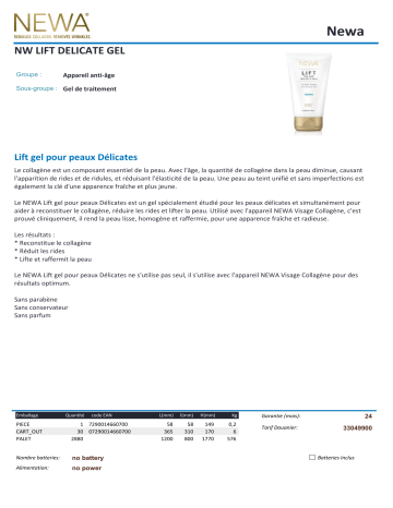 Product information | Newa Lift pour peaux délicates Gel Product fiche | Fixfr