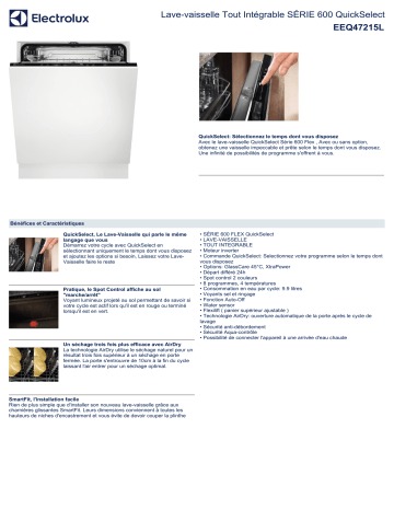 Product information | Electrolux EEQ47215L Lave vaisselle tout intégrable Product fiche | Fixfr