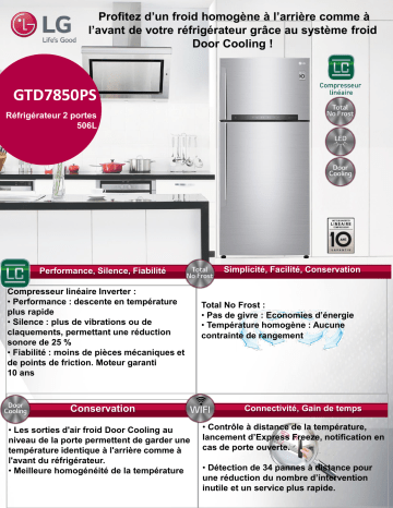 Product information | LG GTD7850PS Réfrigérateur 2 portes Product fiche | Fixfr