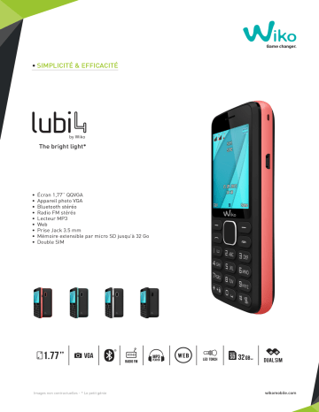 Product information | Wiko LUBI 4 Noir LS Téléphone portable Product fiche | Fixfr