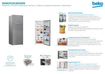 Product information | Beko RDNE455K30ZXBN Réfrigérateur 2 portes Manuel utilisateur | Fixfr