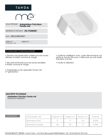 Product information | Tanda Adaptateur précision Adaptateur de précision Product fiche | Fixfr