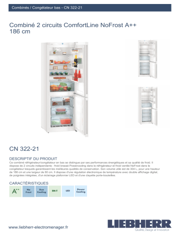 Product information | Liebherr CN322-21 Réfrigérateur combiné Product fiche | Fixfr