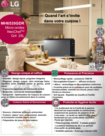 Product information | LG MH6535GDR Micro ondes gril Product fiche | Fixfr
