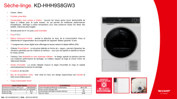 Product information | Sharp KD-HHH9S8GW3 Sèche linge pompe à chaleur Product fiche | Fixfr