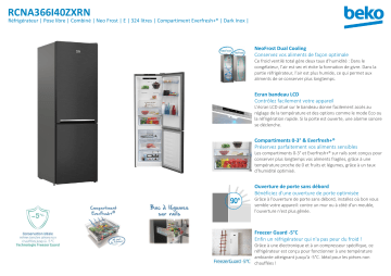 Product information | Beko RCNA366I40ZXRN Réfrigérateur combiné Manuel utilisateur | Fixfr