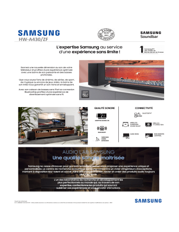 Product information | Samsung HW-A430 Barre de son Product fiche | Fixfr
