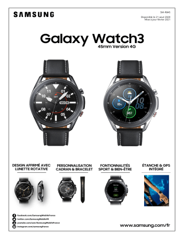 Product information | Samsung Galaxy Watch 3 4G Noir 45mm Montre connectée Product fiche | Fixfr