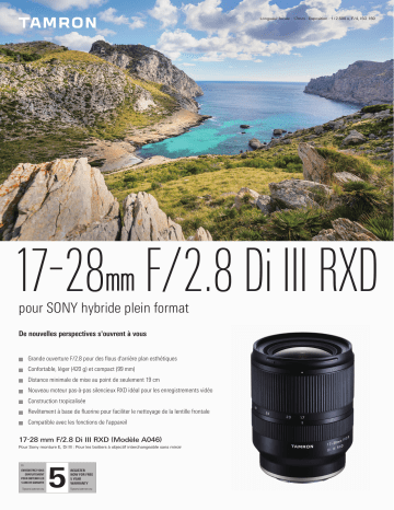 Product information | Tamron 17-28mm F/2.8 Di III RXD Sony E-Mount Objectif pour Hybride Plein Format Product fiche | Fixfr