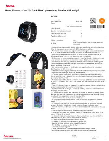 Product information | Hama Fit Track 5900 Bracelet connecté Product fiche | Fixfr