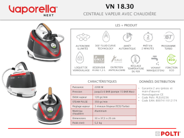 Product information | Polti Vaporella NEXT VN 18.30 Centrale vapeur Product fiche | Fixfr