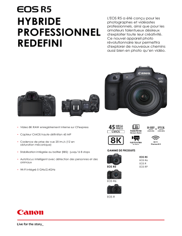 Product information | Canon EOS R5 Boîtier nu Appareil photo Hybride Product fiche | Fixfr