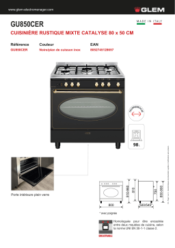 Glem GU850CER Piano de cuisson mixte Product fiche