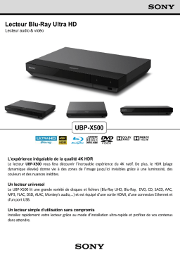 Sony UBPX500 Lecteur Blu-Ray 4K Product fiche