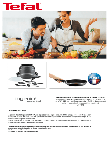 Product information | Tefal Ingenio Essential 15 pcs Gris L2049012 Batterie de cuisine Product fiche | Fixfr