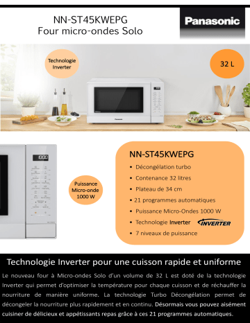 Product information | Panasonic NN-ST45KWEPG Micro ondes Product fiche | Fixfr