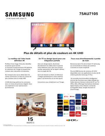 Product information | Samsung UE75AU7105 2021 TV LED Product fiche | Fixfr