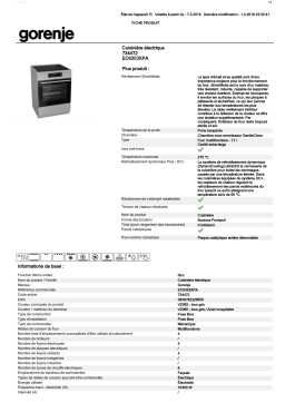 Gorenje EC6353XPA Cuisinière vitrocéramique Manuel utilisateur