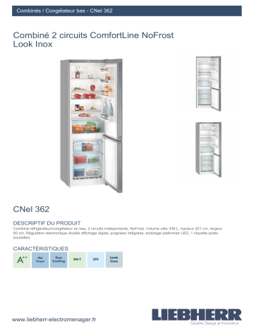 Product information | Liebherr CNel362-21 Réfrigérateur combiné Product fiche | Fixfr