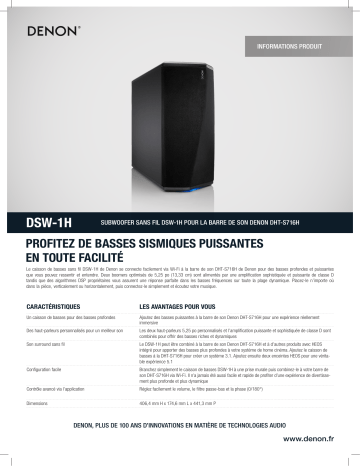 Product information | Denon DSW1H Caisson de basse Product fiche | Fixfr