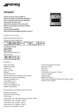 Smeg CPF9GPX Piano de cuisson mixte Product fiche