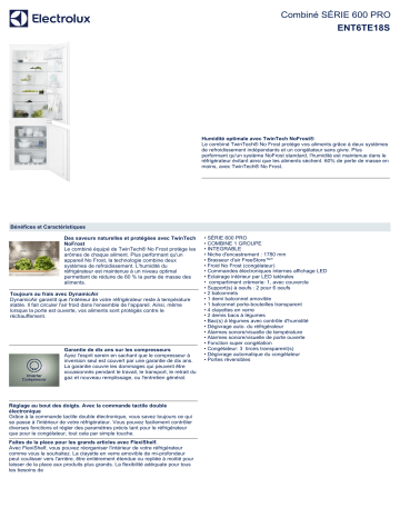 Product information | Electrolux ENT6TE18S Réfrigérateur 2 portes encastrable Product fiche | Fixfr