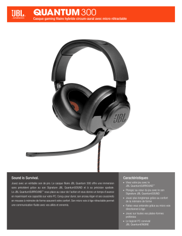 Product information | JBL Quantum 300 Noir Casque gamer Product fiche | Fixfr