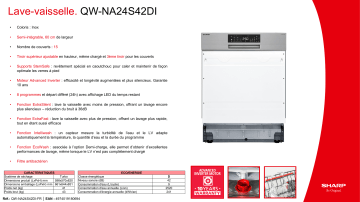 Product information | Sharp QW-NA24S42DI Lave vaisselle encastrable Product fiche | Fixfr