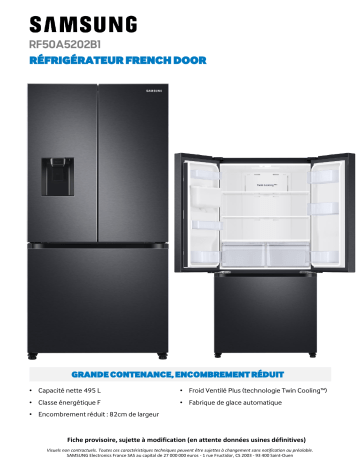 Product information | Samsung RF50A5202B1 Réfrigérateur multi portes Product fiche | Fixfr