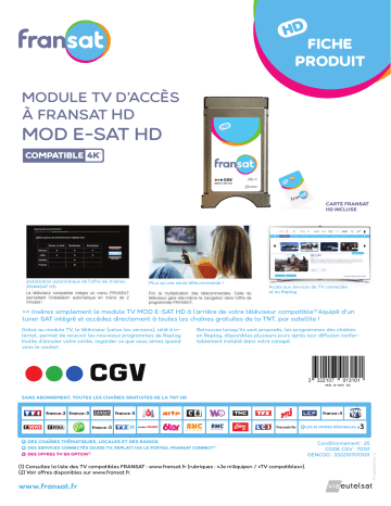 Product information | CGV Module Ci+ ESAT HD Fransat Décodeur satellite Product fiche | Fixfr