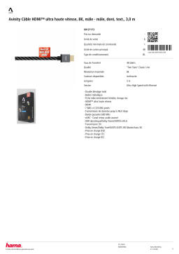 Avinity 8k Or cable tissu 3M Câble HDMI Product fiche