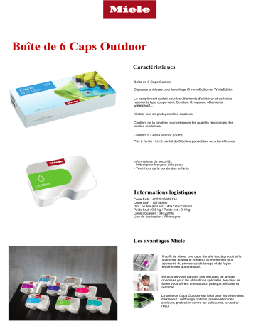 Product information | Miele Caps Outdoor Lessive Product fiche | Fixfr