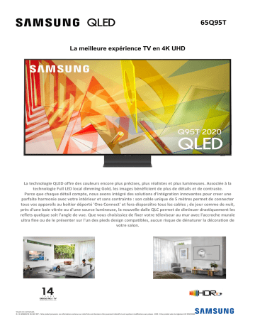 Product information | Samsung QE65Q95T 2020 TV QLED Product fiche | Fixfr