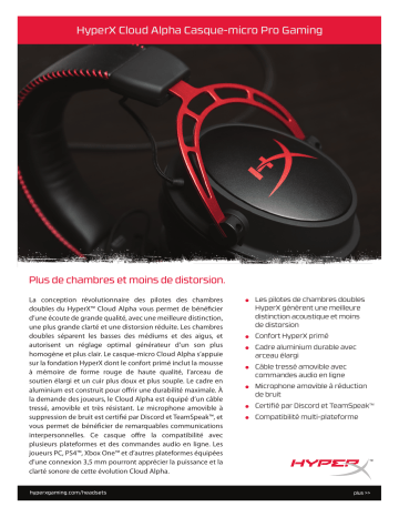 Product information | Hyperx Cloud Alpha Casque gamer Product fiche | Fixfr