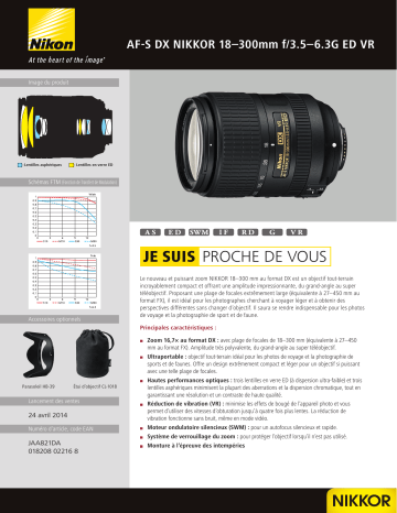 Product information | Nikon AF-S DX 18-300mm f/3.5-6.3G ED VR Nikkor Objectif pour Reflex Product fiche | Fixfr