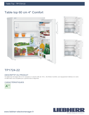Product information | Liebherr TP1724-22 Réfrigérateur top Product fiche | Fixfr