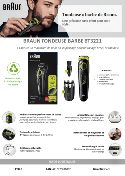 Braun BT3221 Tondeuse barbe et cheveux Product fiche