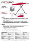 Astoria RT054A Table &agrave; repasser Product fiche
