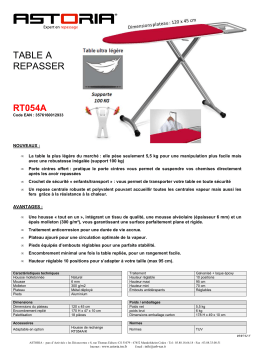 Astoria RT054A Table à repasser Product fiche