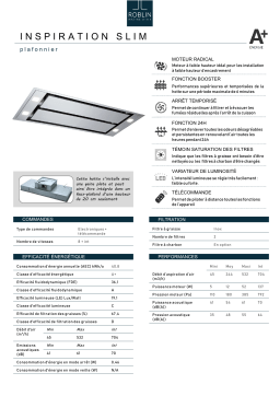 Roblin INSPIRATION SLIM Hotte plafond Product fiche